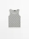 Massimo Dutti Top Punto 100% Algodón In White