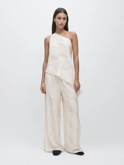 Massimo Dutti Top With Asymmetric Neckline In Burgundy