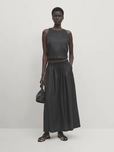 Massimo Dutti Top Mit Elastischem Saum In Grau