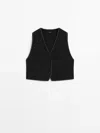 Massimo Dutti Topstitched Vest With Contrast Detail In Black