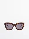 Massimo Dutti Tortoiseshell Effect Cateye Sunglasses In Brown