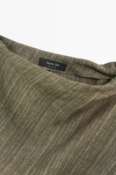 Massimo Dutti Total Look 100% Linen Asymmetric Top In Green