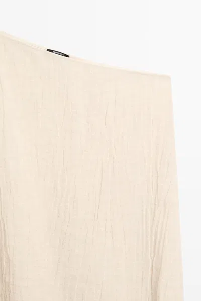 Massimo Dutti Total Look Asymmetrical Linen Blend Layer Top In Neutral