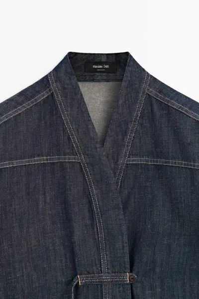 Massimo Dutti Total Look Denim Overshirt In Blue