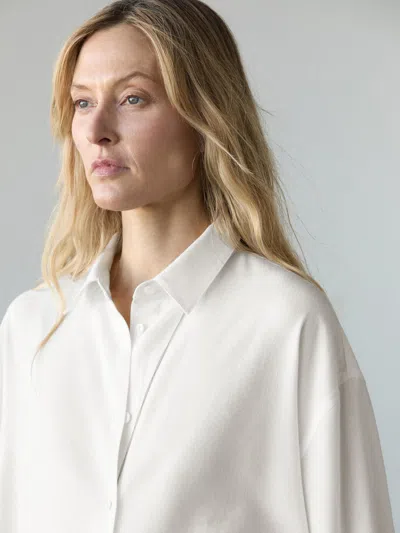 Massimo Dutti Total Look Flowing Shirt With Linen In White