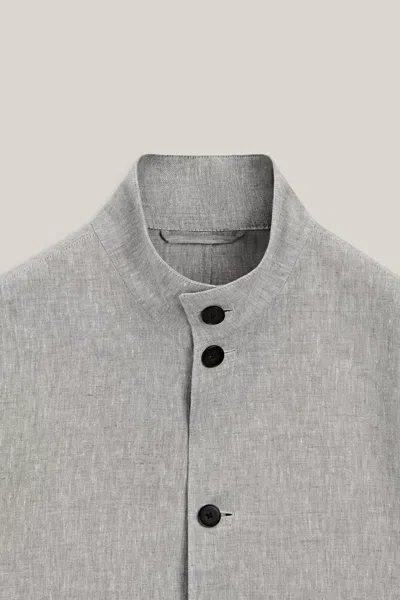 Massimo Dutti Total Look Linen Bomber Jacket In Gray