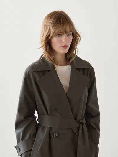 Massimo Dutti Trenchcoat Lang Baumwolle In Grau