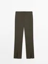 Massimo Dutti Trousers With Vent Detail In Mink