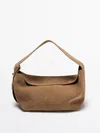 Massimo Dutti Split Suede Leather Shoulder Bag In Multicolor