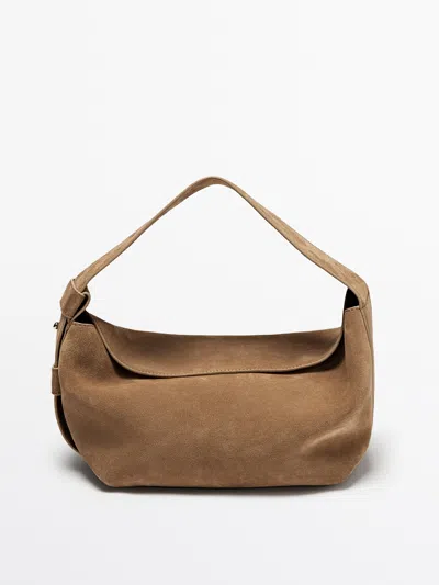 Massimo Dutti Split Suede Leather Shoulder Bag In Multicolor
