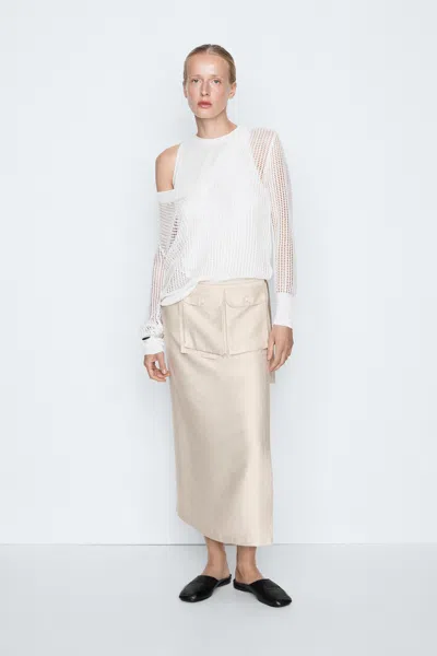 Massimo Dutti Maglia Traforata Scollo A V In White