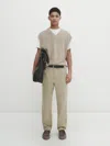Massimo Dutti Strickweste Mit V-ausschnitt In Beige Meliert