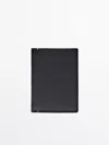 Massimo Dutti Vertical Leather Wallet In Black
