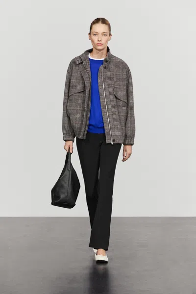 Massimo Dutti Veste Bomber À Carreaux In Noir