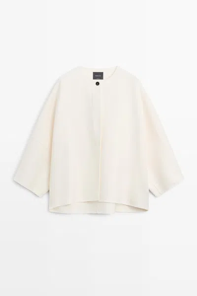 Massimo Dutti Veste Cape Volumineuse En Mélange De Laine In White
