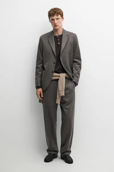 Massimo Dutti Veste De Costume 100 % Laine In Vison
