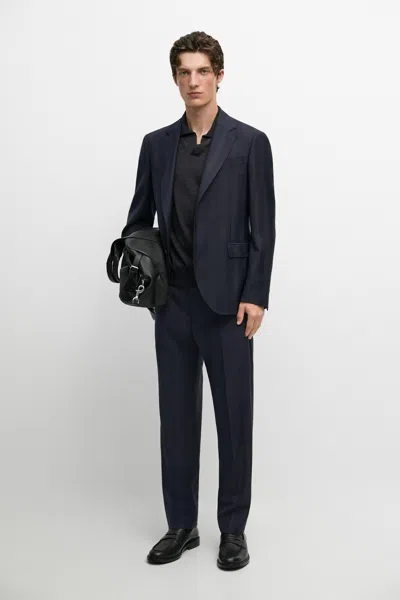 Massimo Dutti Veste De Costume À Chevrons In Bleu Marine