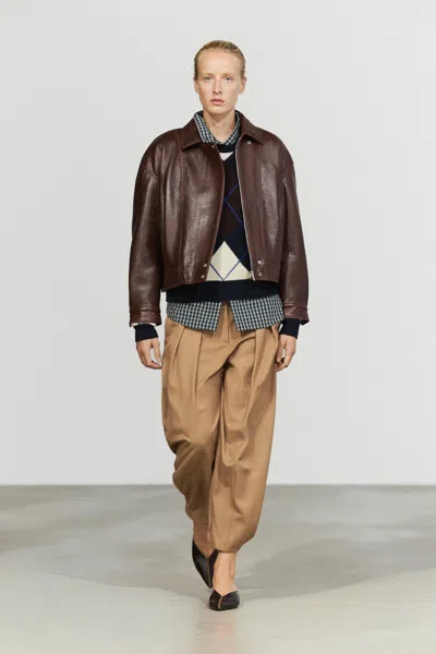 Massimo Dutti Veste En Cuir Nappa À Plis In Brown
