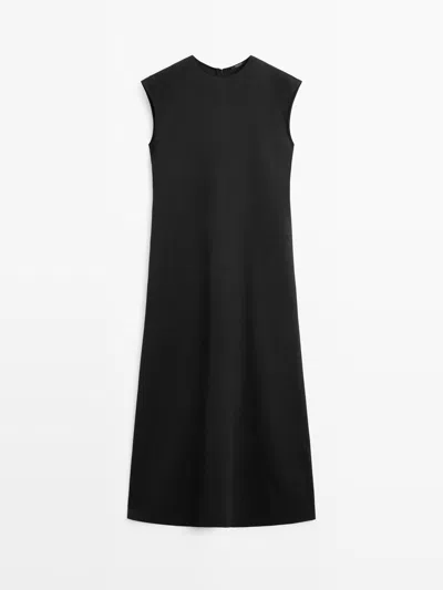 Massimo Dutti Vestido Fluido Manga Corta In Black