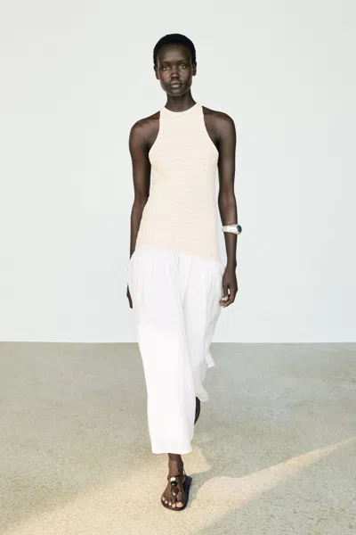 Massimo Dutti Vestido Midi Combinado Com Gola Halter