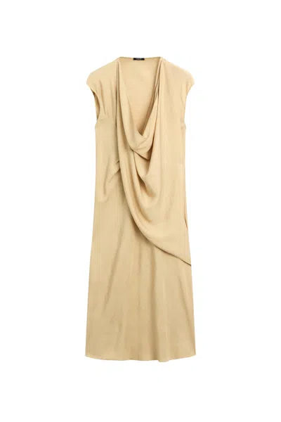 Massimo Dutti Vestido Midi Fluido Drapeado In Multi