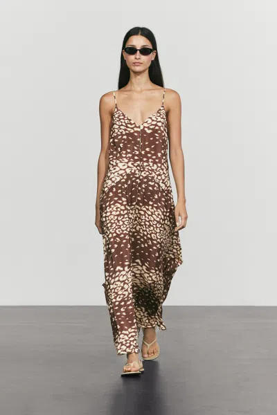 Massimo Dutti Vestito Midi Fluido Stampa Animalier In Multi