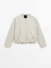 Massimo Dutti Voluminous Bomber Jacket With Pockets In Beige