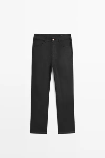 Massimo Dutti Waxed Straight In Black