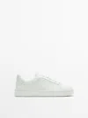 Massimo Dutti White Leather Trainers In White