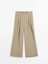MASSIMO DUTTI WIDE-LEG TROUSERS WITH DART DETAILS