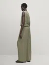 Massimo Dutti Hose Weit Stretchbund In Helles Khaki