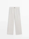Massimo Dutti Wide-leg Joggers In Cream