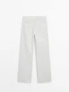 Massimo Dutti Wide-leg Mid-rise Jeans In Cream