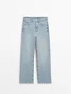 Massimo Dutti Wide-leg Mid-rise Jeans In Light Blue