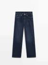 Massimo Dutti Wide-leg Mid-rise Jeans In Medium Blue