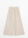 MASSIMO DUTTI WIDE-LEG SATIN TROUSERS WITH PLEATS