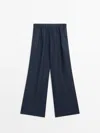 MASSIMO DUTTI WIDE-LEG TROUSERS WITH ELASTICATED WAISTBAND