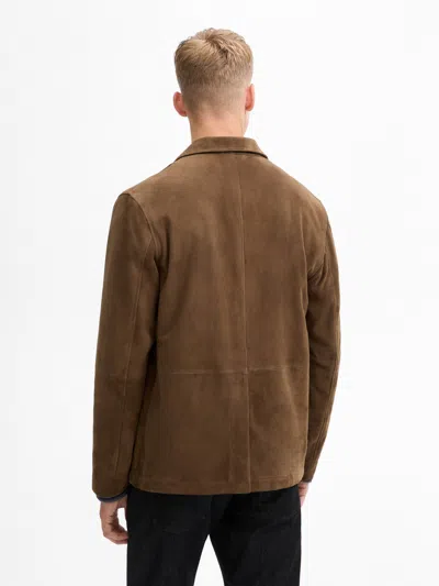 Massimo Dutti Wildleder-jacke Mit Aufgenähten Taschen In Brown