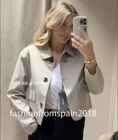 Pre-owned Massimo Dutti Woman Cotton Blend Short Jacket Beige S,m,l 6700/902