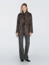 Massimo Dutti Wool Blend Animal Print Coat In Brown