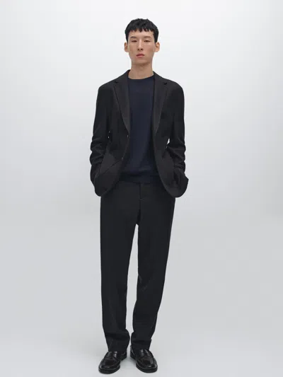 Massimo Dutti Wool Blend Blazer In Black