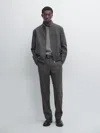 Massimo Dutti Wool Blend Bomber Jacket In Gray