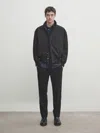 Massimo Dutti Bomberjacke Aus Wollgemisch Mit Hemdkragen In Dunkelgrau