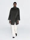 Massimo Dutti Wool Blend Cape Coat With High Neck In Black