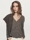 Massimo Dutti Wool Blend Cardigan With V In Gray