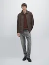Massimo Dutti Wool Blend Check Overshirt In Brown