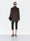 Massimo Dutti Wool Blend Coat With Tuxedo Collar In Burgundy