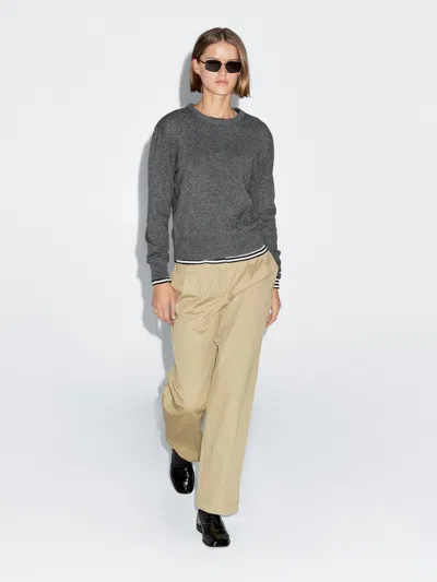 Massimo Dutti Wool Blend Crew Neck Knit Sweater In Gray