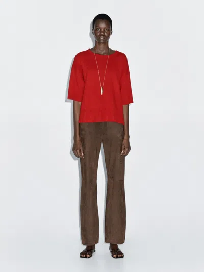 Massimo Dutti Wool Blend Crew Neck Sweater In Brown