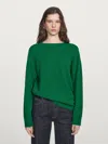 Massimo Dutti Wool Blend Crew Neck Sweater In Green